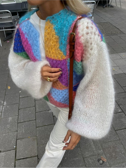 Gemütlicher Strukturstrickpullover mit Akzentdetails