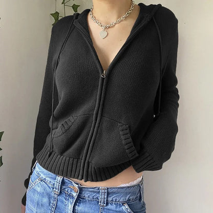 Gemütlicher Kapuzen-Strickcardigan mit Knopfverschluss vorne
