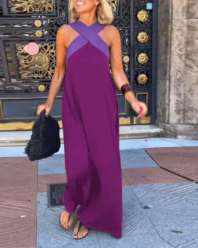 Ärmelloses Cross-Halter-Kleid mit geformter Silhouette