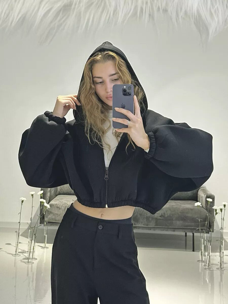 Lässige leichte kurze Sport-Hoodie-Jacke