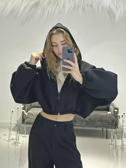 Lässige leichte kurze Sport-Hoodie-Jacke