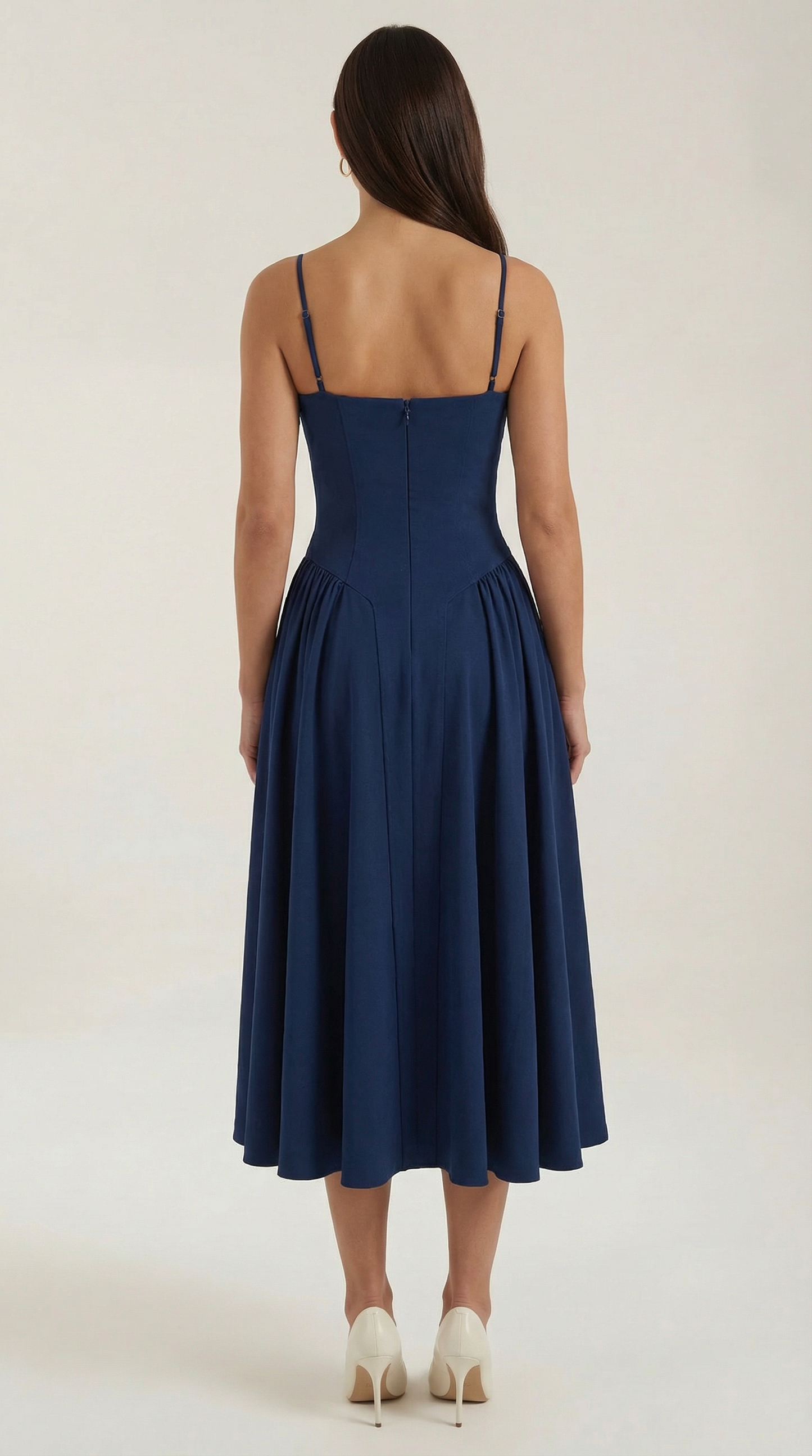 Damen Midikleid mit Blumenmuster und Korsett sowie herzförmigem Ausschnitt