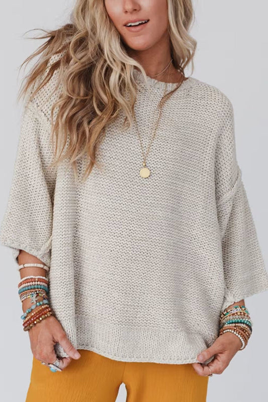 Gemütlicher Grobstrick Pullover mit Rundhalsausschnitt