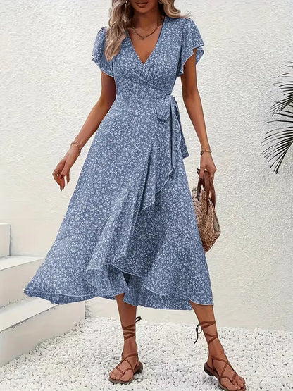 Florales Wickelkleid für Damen
