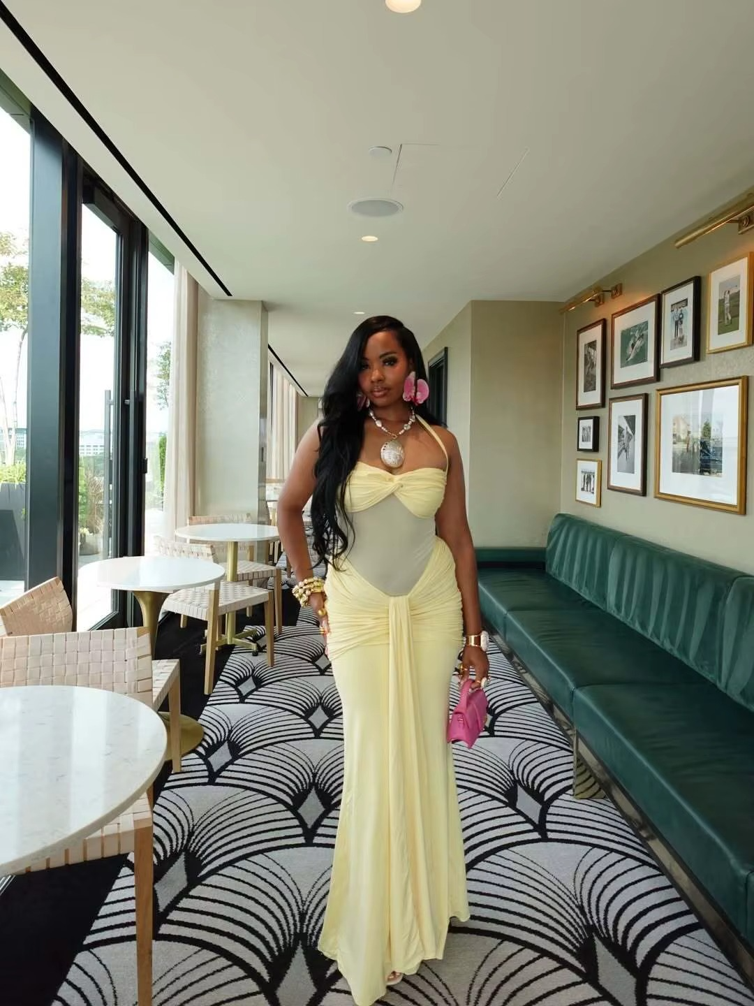 Halter Raffung Bodycon Maxikleid Sculpting Abendkleid