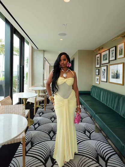 Halter Raffung Bodycon Maxikleid Sculpting Abendkleid