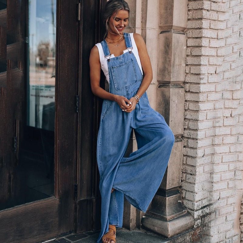 Klassischer Denim-Latzhose Lässiger Overall