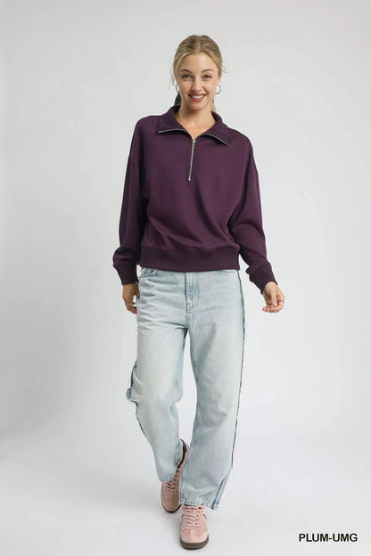Lässiges gemütliches Halb-Reißverschluss-Pullover-Sweatshirt