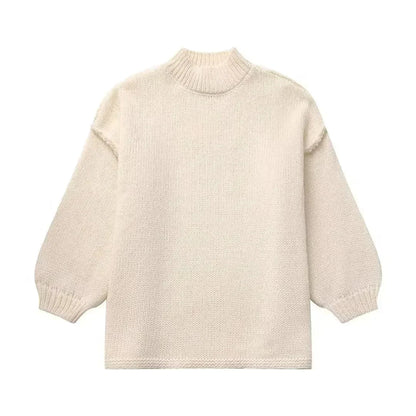 Gemütlicher Strickpullover mit Rollkragen und stilvollen Puffärmeln