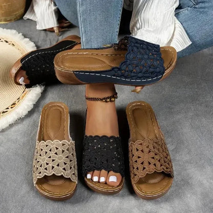Stilvolle Fischnetz-Riemchensandalen für Damen