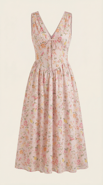 Damen Korsett Midi Sommerkleid