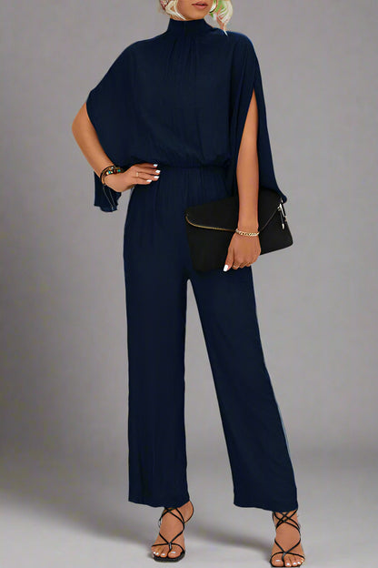 Damen Einfarbiger Jumpsuit mit Schnürung, Rückenschlitz und Langarm