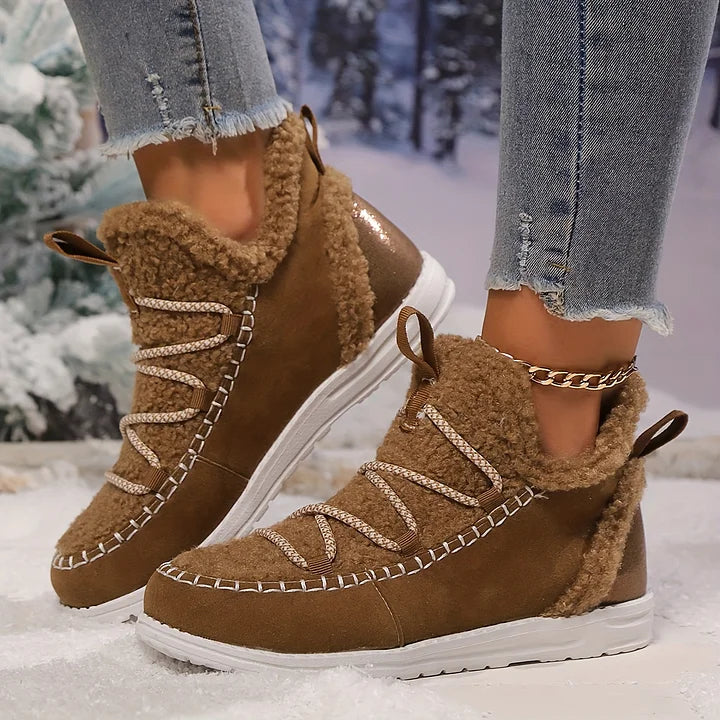 Gemütliche Plüsch-Patchwork-Winterstiefel für Damen