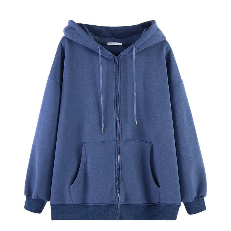 Übergroßer Kapuzenpullover im koreanischen Stil in Uni-Farbe