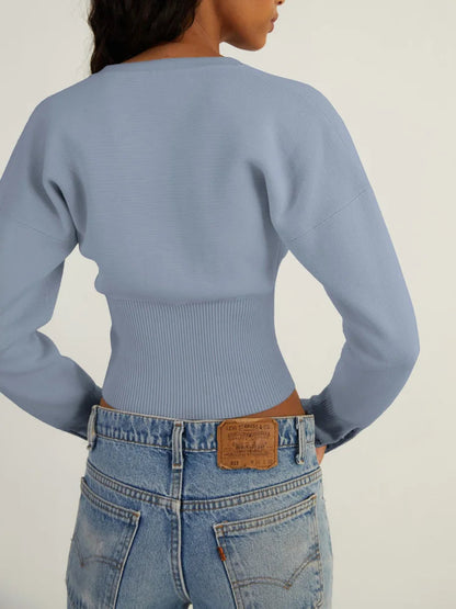 Figurbetonter Rippen-Strick-Cardigan mit Patchwork