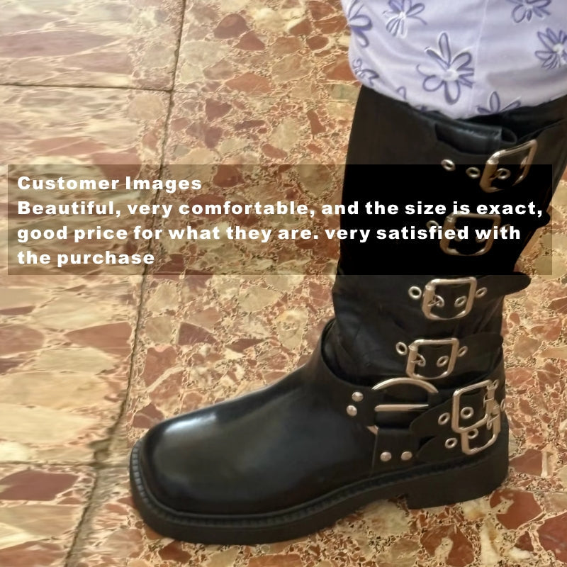 Moderne Low Heel Punk Gothic Rock Stiefel