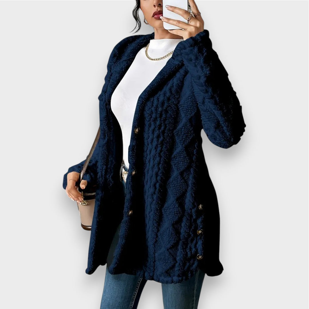 Gemütlicher Plüsch-Kapuzenpullover-Cardigan