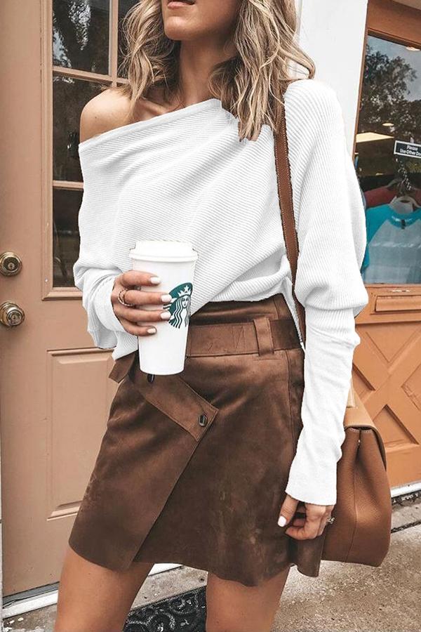 Geripptes Off-Shoulder Shift-Top