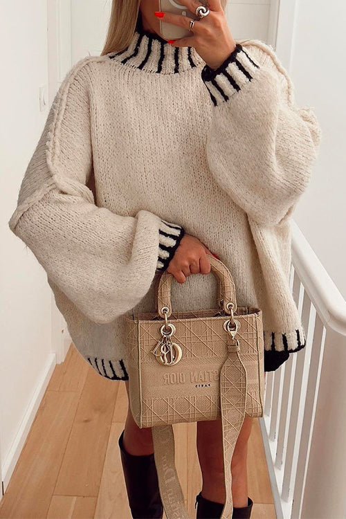 Gemütlicher Rollkragenpullover mit Farbblockdesign