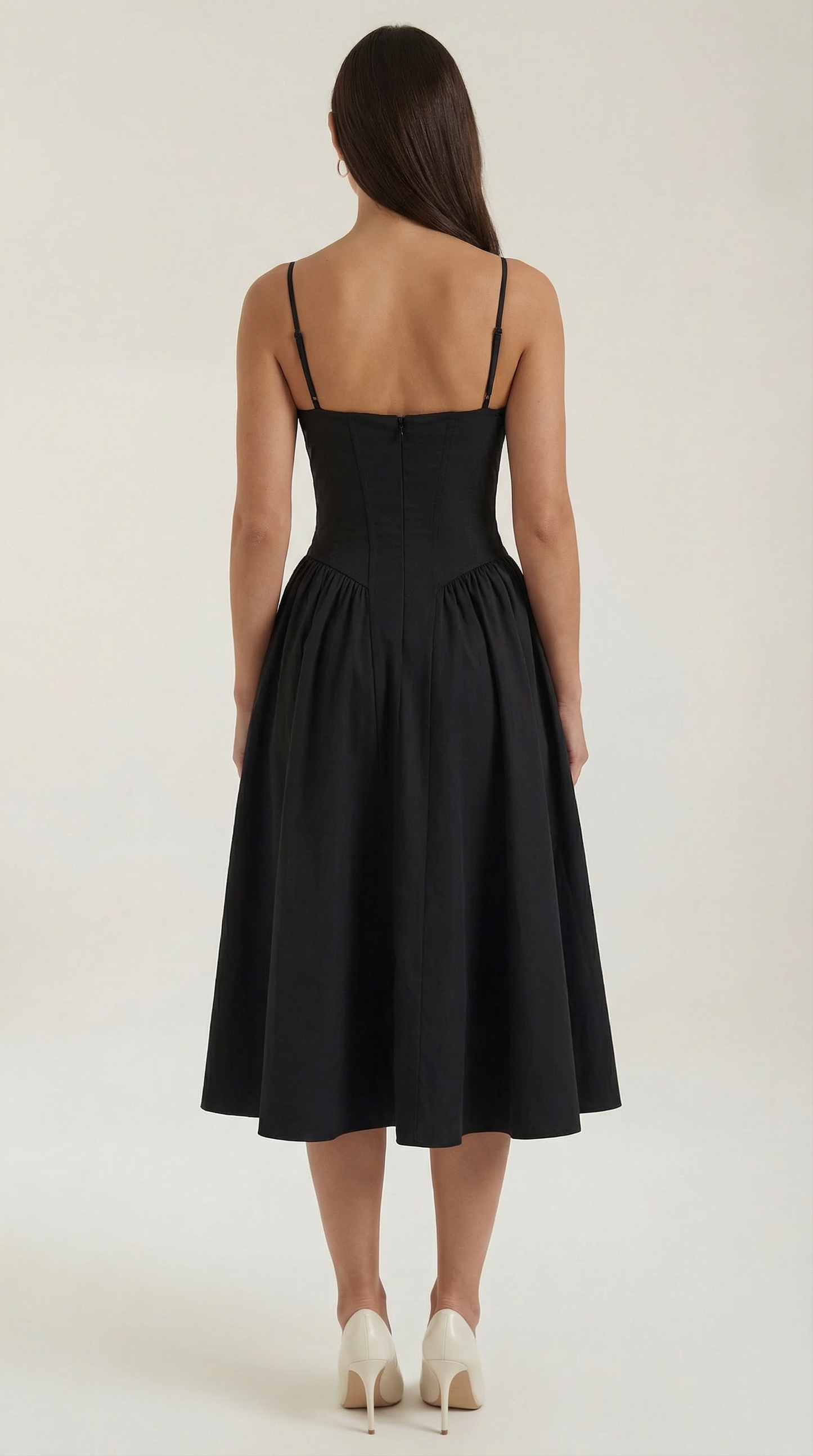 Damen Midikleid mit Blumenmuster und Korsett sowie herzförmigem Ausschnitt