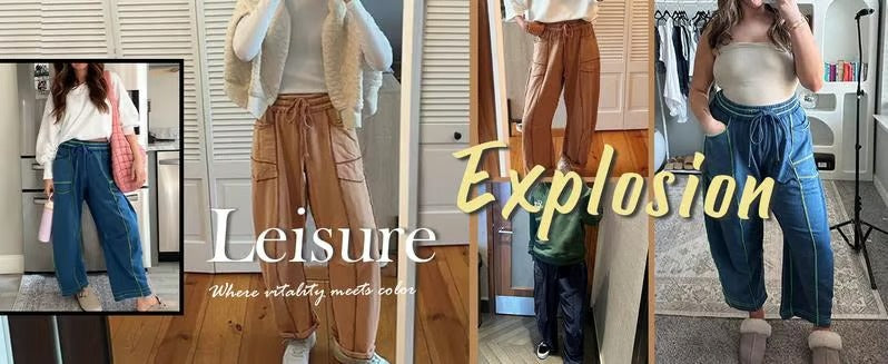 Bequeme Lounge-Sweatpants mit weitem Bein und Taschen