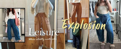 Bequeme Lounge-Sweatpants mit weitem Bein und Taschen