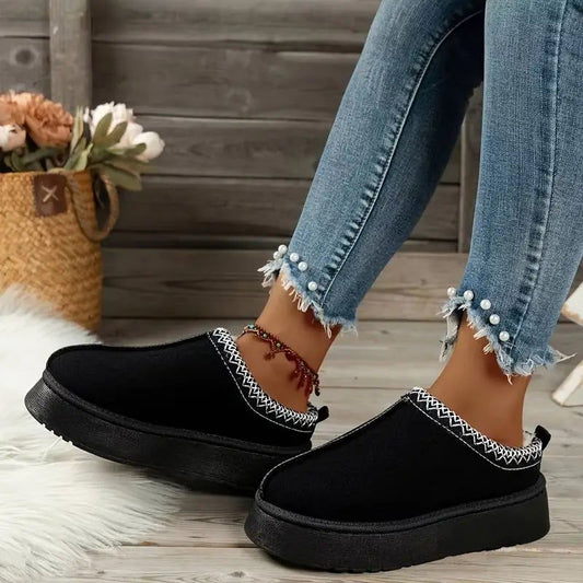 Gemütliche Knöchelstiefel mit Keilabsatz und Kunstfellfutter