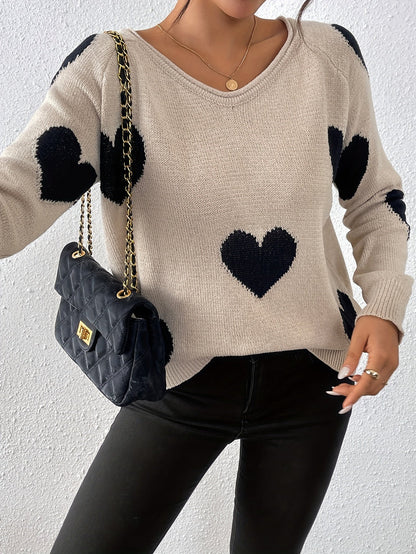 Gemütlicher Pullover mit Herzmuster für romantischen Winterstil