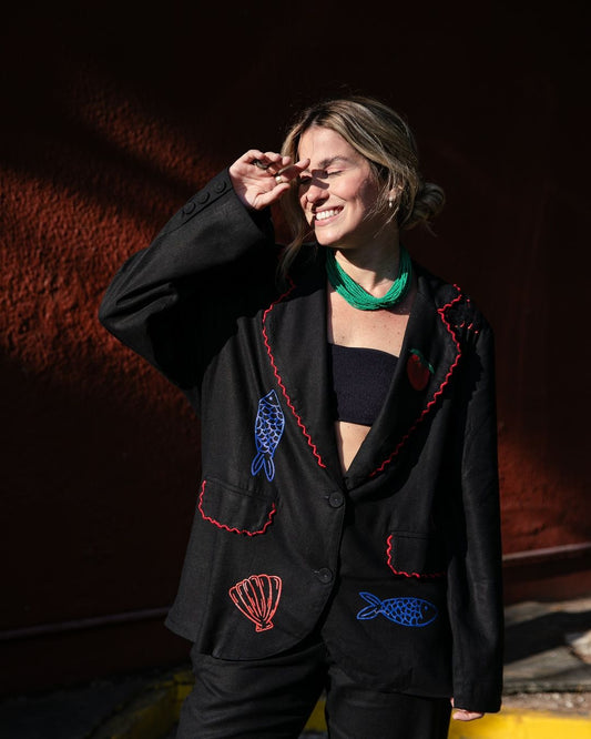 Schicker Blazer mit Hummerdruck für Küstenstil