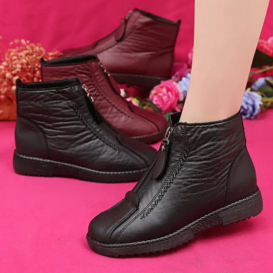 Gemütliche Winterstiefel aus natürlichem Leder mit warmem Futter