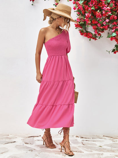 Oli® | Gerüschtes Midi-Kleid mit einer Schulter und Rüschendetail