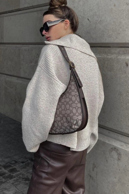 Lässiger Grobstrick-Pullover mit V-Ausschnitt