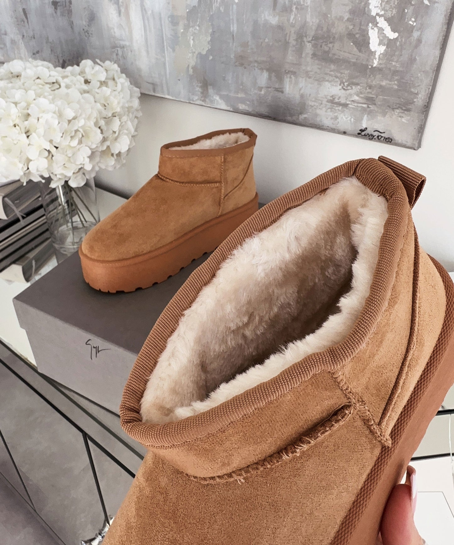 Braune Leder-Plateau-Stiefeletten für stilvollen Alltagsschuh