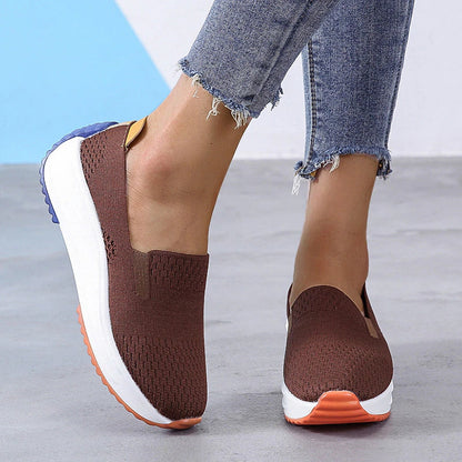 Damen Mesh Flache Slip-On Freizeitschuhe