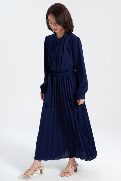 Faltenkleid aus Chiffon mit Puffärmeln