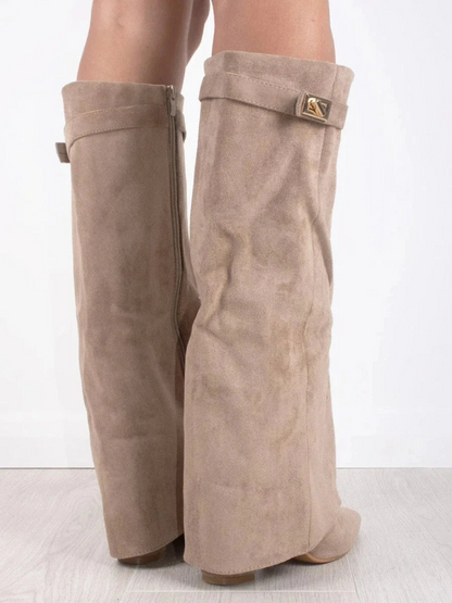 Schicke Kniehohe Stiefel mit Umschlag für Damen