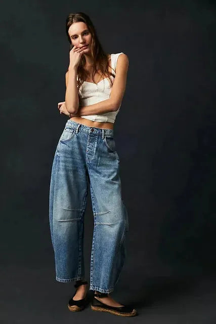 Weite Freizeithose aus Jeansstoff für Damen für den Winter
