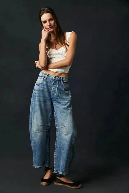 Weite Freizeithose aus Jeansstoff für Damen für den Winter