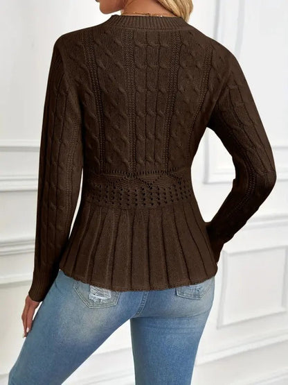 Gemütlicher Chic Grobstrick Pullover mit Rundhalsausschnitt