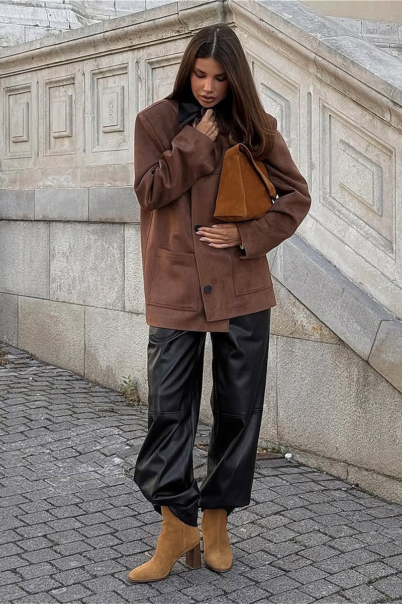 Retro Jacke mit Wildlederkragen und Kontrastdetails