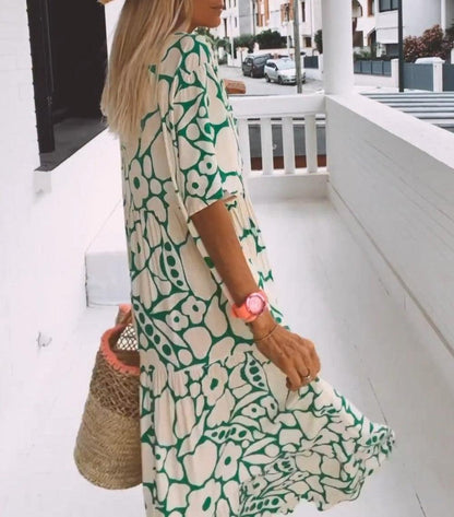 Bequemes Maxikleid mit kurzen Ärmeln für Damen