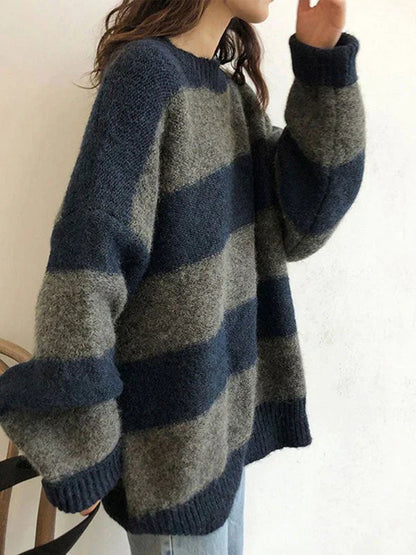 Gemütlicher eleganter übergroßer Strickpullover für Damen
