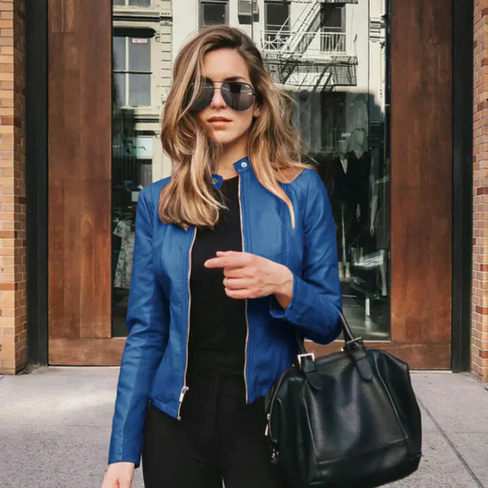 Elegante italienische Leder-Bikerjacke