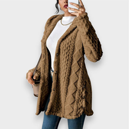 Gemütlicher Plüsch-Kapuzenpullover-Cardigan