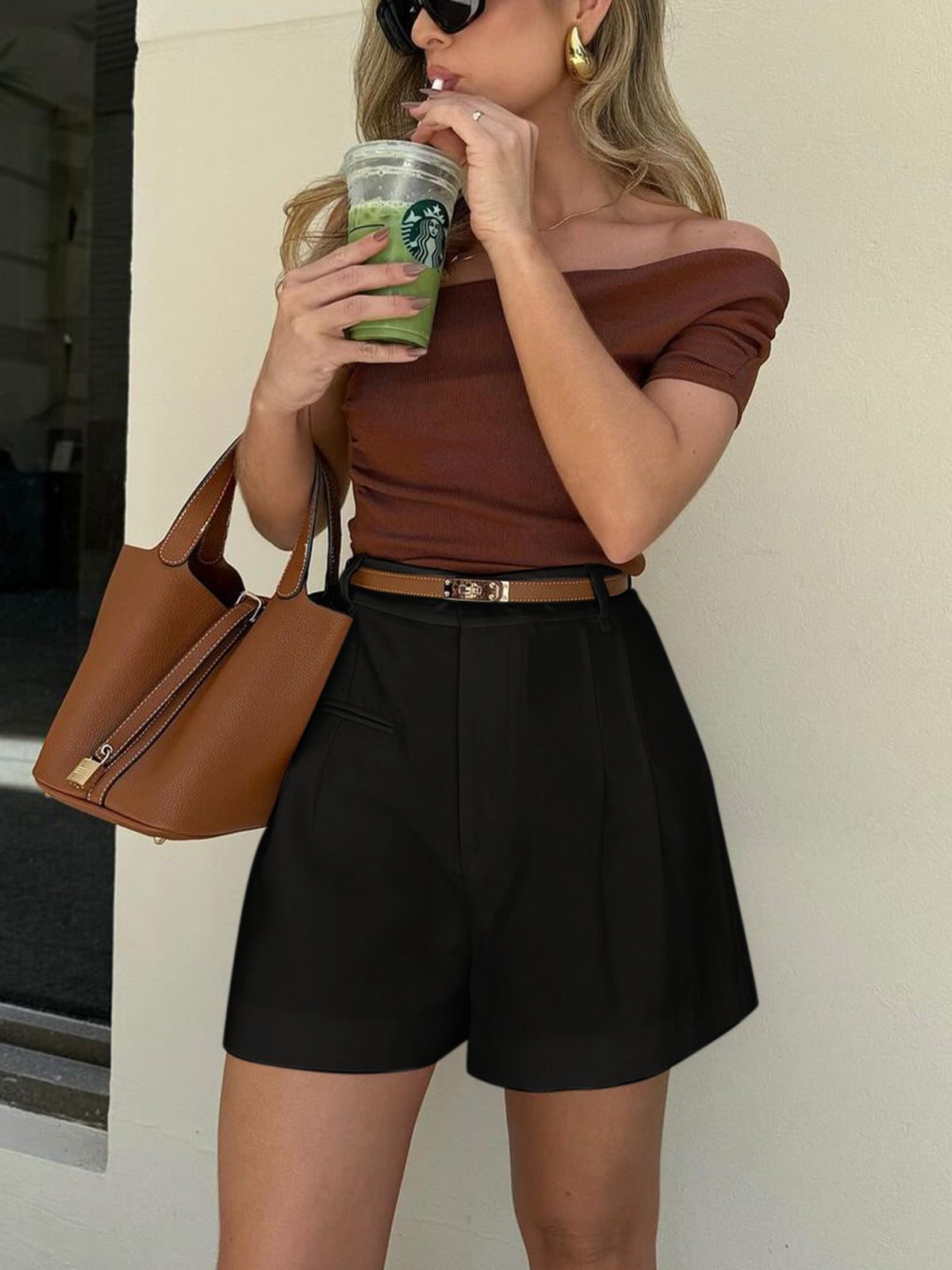 Halbtransparente Damen-Shorts mit mittlerer Taille
