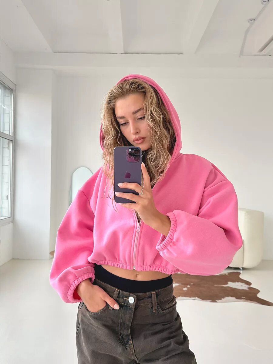 Lässige leichte kurze Sport-Hoodie-Jacke