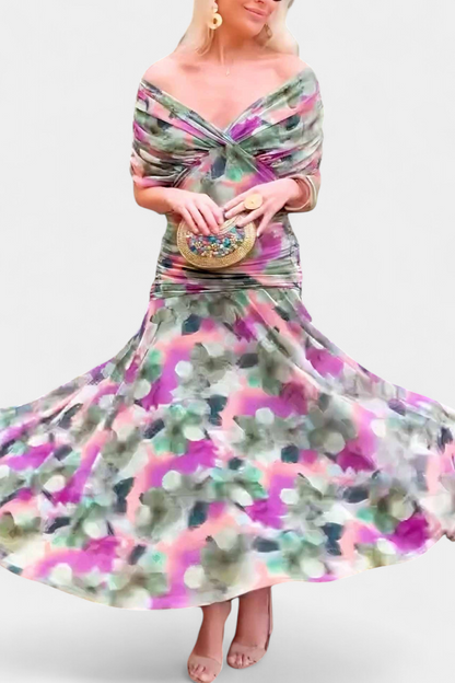 Elegantes Maxikleid für Damen mit floralen Falten