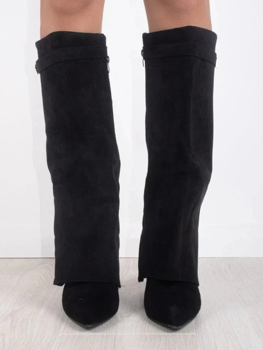 Schicke Kniehohe Stiefel mit Umschlag für Damen