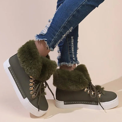 Gemütliche Woll-Schnürstiefel für Damen für den Winter
