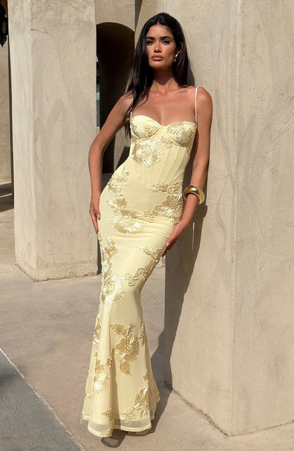 Elegantes Maxikleid für Damen mit Spaghettiträgern, Sommerhochzeitsgast